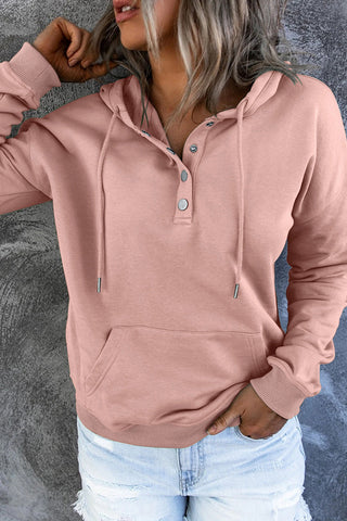 Damen Kapuzenpullover Mit Knopfleiste & Tasche