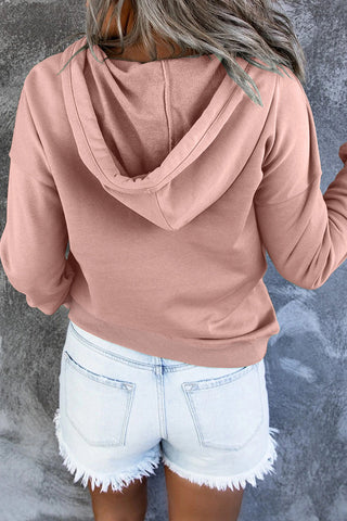 Damen Kapuzenpullover Mit Knopfleiste & Tasche
