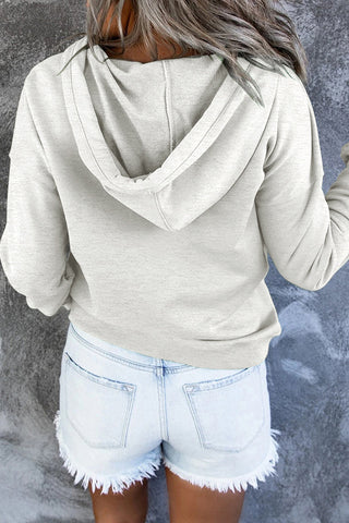 Damen Kapuzenpullover Mit Knopfleiste & Tasche