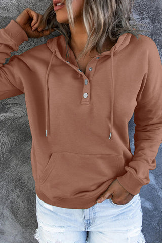 Damen Kapuzenpullover Mit Knopfleiste & Tasche
