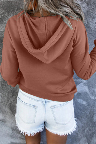 Damen Kapuzenpullover Mit Knopfleiste & Tasche