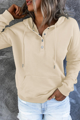 Damen Kapuzenpullover Mit Knopfleiste & Tasche