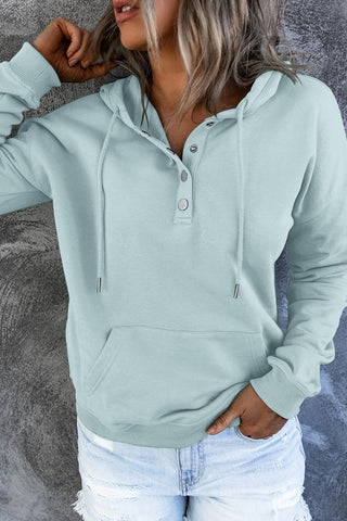 Damen Kapuzenpullover Mit Knopfleiste & Tasche