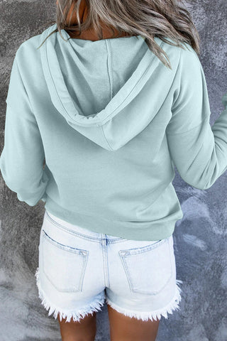 Damen Kapuzenpullover Mit Knopfleiste & Tasche