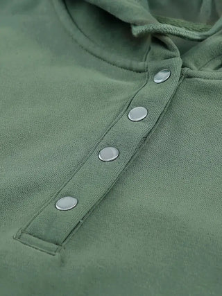 Damen Kapuzenpullover Mit Knopfleiste & Tasche