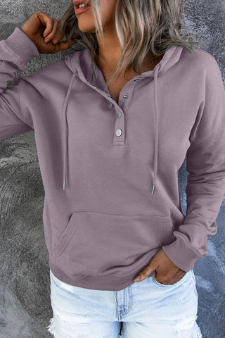 Damen Kapuzenpullover Mit Knopfleiste & Tasche