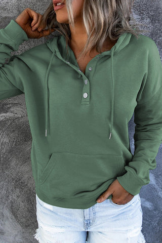 Damen Kapuzenpullover Mit Knopfleiste & Tasche