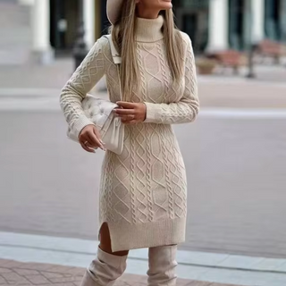 Damen Kleid Mit Zopfmuster | Langarm