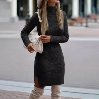 Damen Kleid Mit Zopfmuster | Langarm