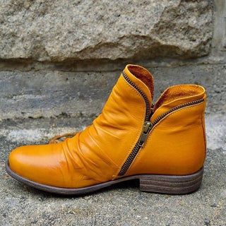 Damen Leder Stiefeletten Mit Seitlichem Reißverschluss
