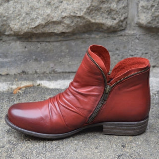 Damen Leder Stiefeletten Mit Seitlichem Reißverschluss