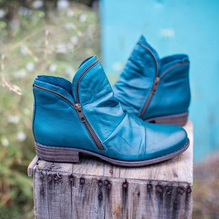 Damen Leder Stiefeletten Mit Seitlichem Reißverschluss