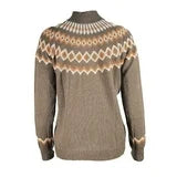 Damen Norweger Strickpullover Mit Rundpasse & Kragen