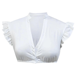 Damen Oktoberfest Dirndl Bluse Hochgeschlossen mit Rüschen & Knopfleiste | 2025