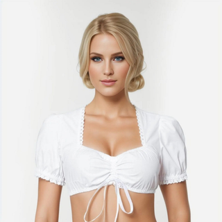 Damen Oktoberfest Dirndl Bluse Mit Rüschen & Bindung 2025