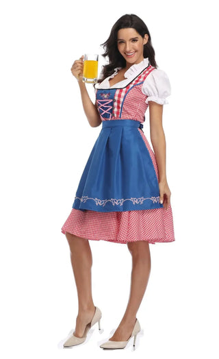 Damen Oktoberfest Dirndl Kleid Kariert Mit Schnürung | 2025