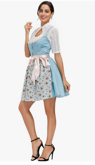 Damen Oktoberfest Dirndl Kleid Mit Blumen Schürze | 2025