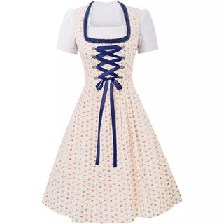 Damen Oktoberfest Dirndl Kleid Mit Gestreifter Schürze & Blumen Saum 2025