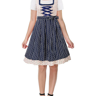 Damen Oktoberfest Dirndl Kleid Mit Gestreifter Schürze & Blumen Saum 2025