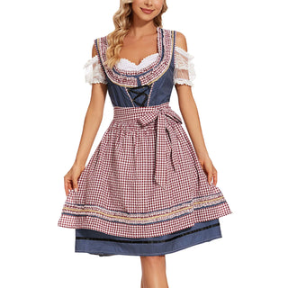 Damen Oktoberfest Dirndl Kleid Mit Karomuster | 2025