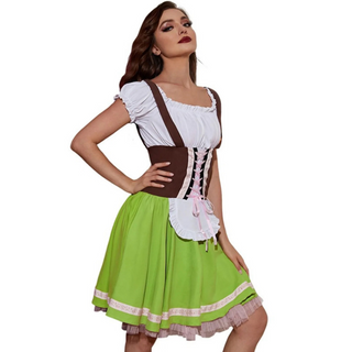 Damen Oktoberfest Dirndl Kleid Mit Rüschenmieder 2025