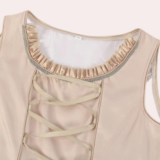 Damen Oktoberfest Dirndl Kleid Mit Satin Optik & Goldsaum | 2025