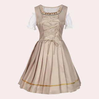 Damen Oktoberfest Dirndl Kleid Mit Satin Optik & Goldsaum | 2025