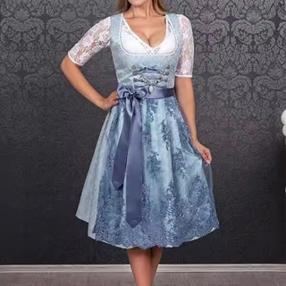 Damen Oktoberfest Dirndl Kleid Mit Satinband & Spitzenrock | 2025