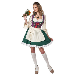 Damen Oktoberfest Dirndl Kleid Mit Schnürung Und Schürze 2025