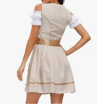 Damen Oktoberfest Dirndl Kleid Mit Spitze & Schürze 2025