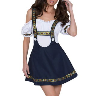 Damen Oktoberfest Dirndl Kleid Mit Trägern & Stickerei 2025
