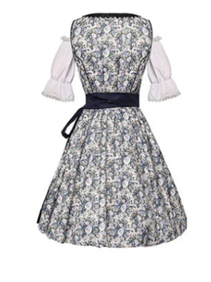 Damen Oktoberfest Dirndl Kleid Navy Mit Spitze & Schnürung 2025