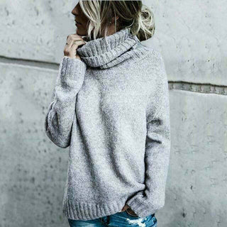 Damen Oversize Grobstrick Pullover Mit Rollkragen