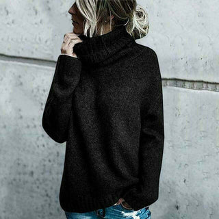Damen Oversize Grobstrick Pullover Mit Rollkragen