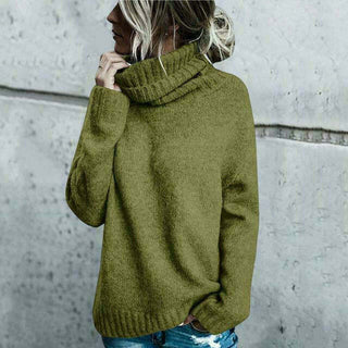 Damen Oversize Grobstrick Pullover Mit Rollkragen