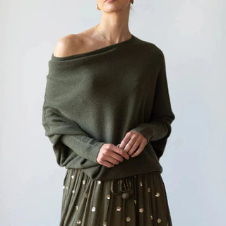 Damen Oversize Pullover Mit Boot-Ausschnitt