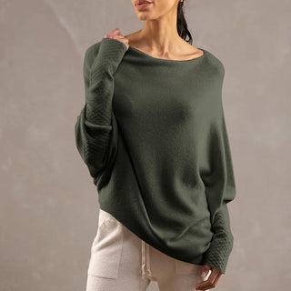 Damen Oversize Pullover Mit Boot-Ausschnitt