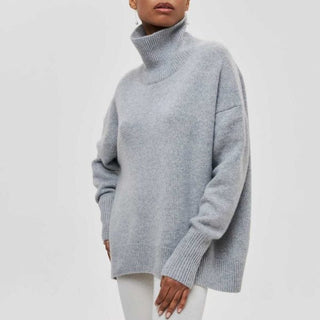 Damen Oversize Pullover Mit Rollkragen & Langarm