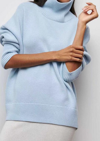 Damen Oversize Pullover Mit Rollkragen & Langarm