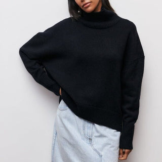 Damen Oversize Pullover Mit Rollkragen & Langarm