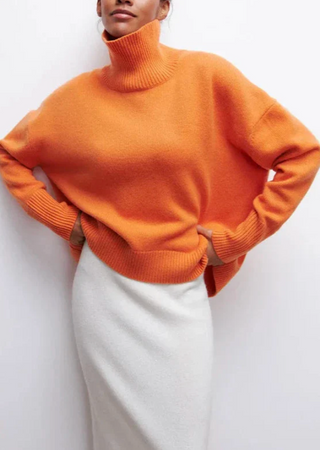 Damen Oversize Pullover Mit Rollkragen & Langarm