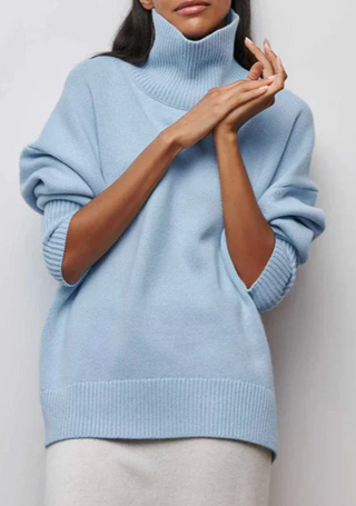 Damen Oversize Pullover Mit Rollkragen & Langarm