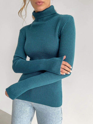 Damen Pulli Mit Feinripp | Rollkragen