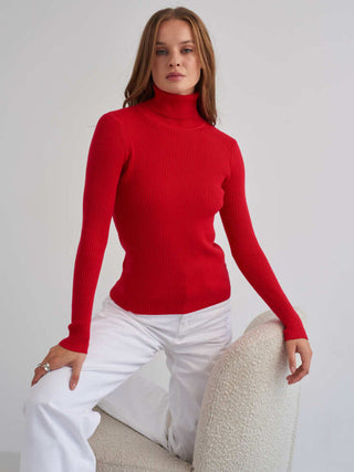 Damen Pulli Mit Feinripp | Rollkragen