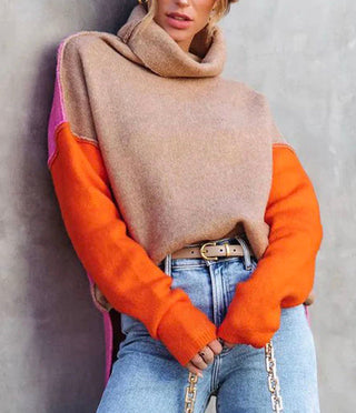 Damen Pullover Mit Farbblock-Design | Oversize