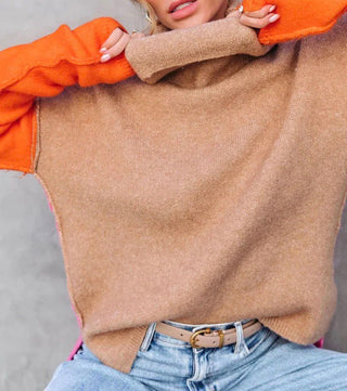 Damen Pullover Mit Farbblock-Design | Oversize
