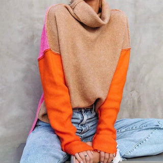 Damen Pullover Mit Farbblock-Design | Oversize