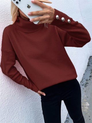 Damen Pullover Mit Knöpfen Am Ärmel | Lang