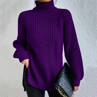 Damen Pullover Mit Waffelstrickmuster | Rollkragen