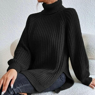 Damen Pullover Mit Waffelstrickmuster | Rollkragen